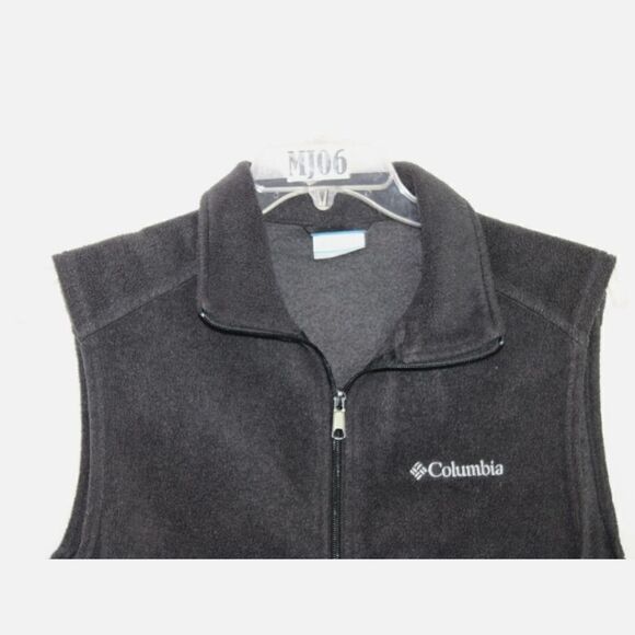 Columbia Mens Medium Black Sleeveless Polyester Fleece Full Zip Vest High Neck - Picture 6 of 6